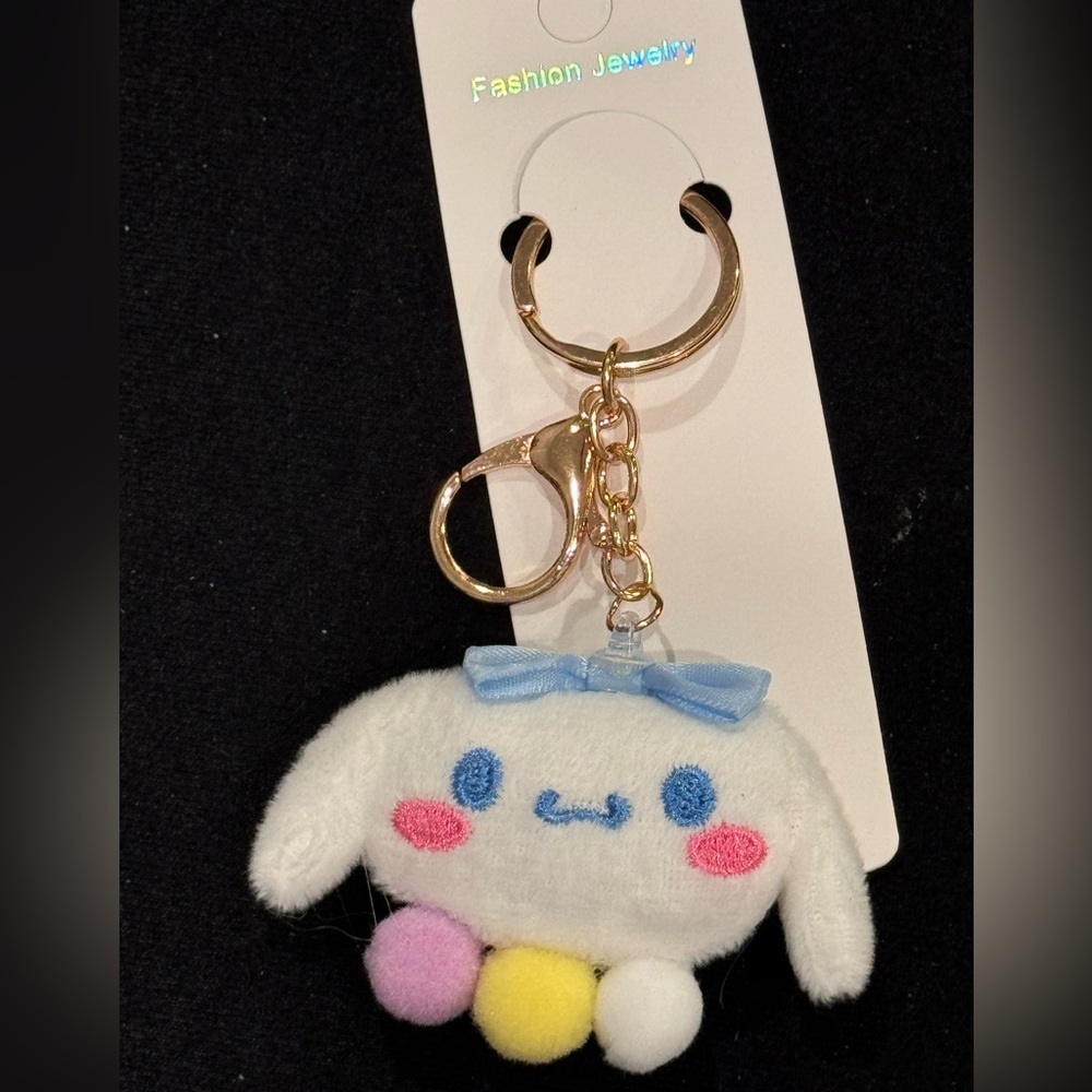 BAG CHARM White & Blue Cinnamoroll Plushie PYW Pompom Keychain